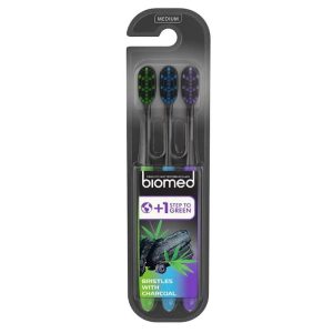 Biomed tandborste med kol, 3-pack